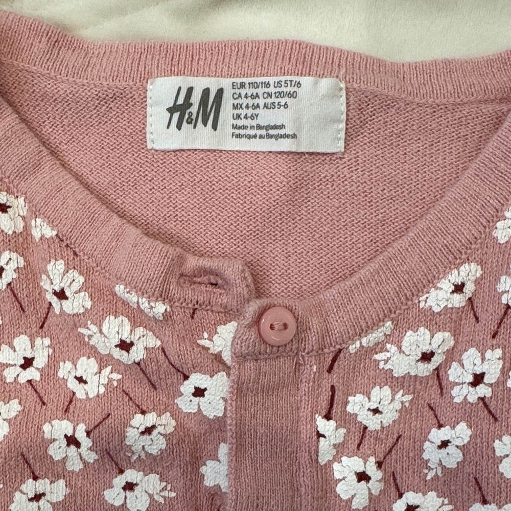 H&M and Old Navy Floral Pink and Cream Kids Cardigan and Hoodie Set - Picture 3 of 11